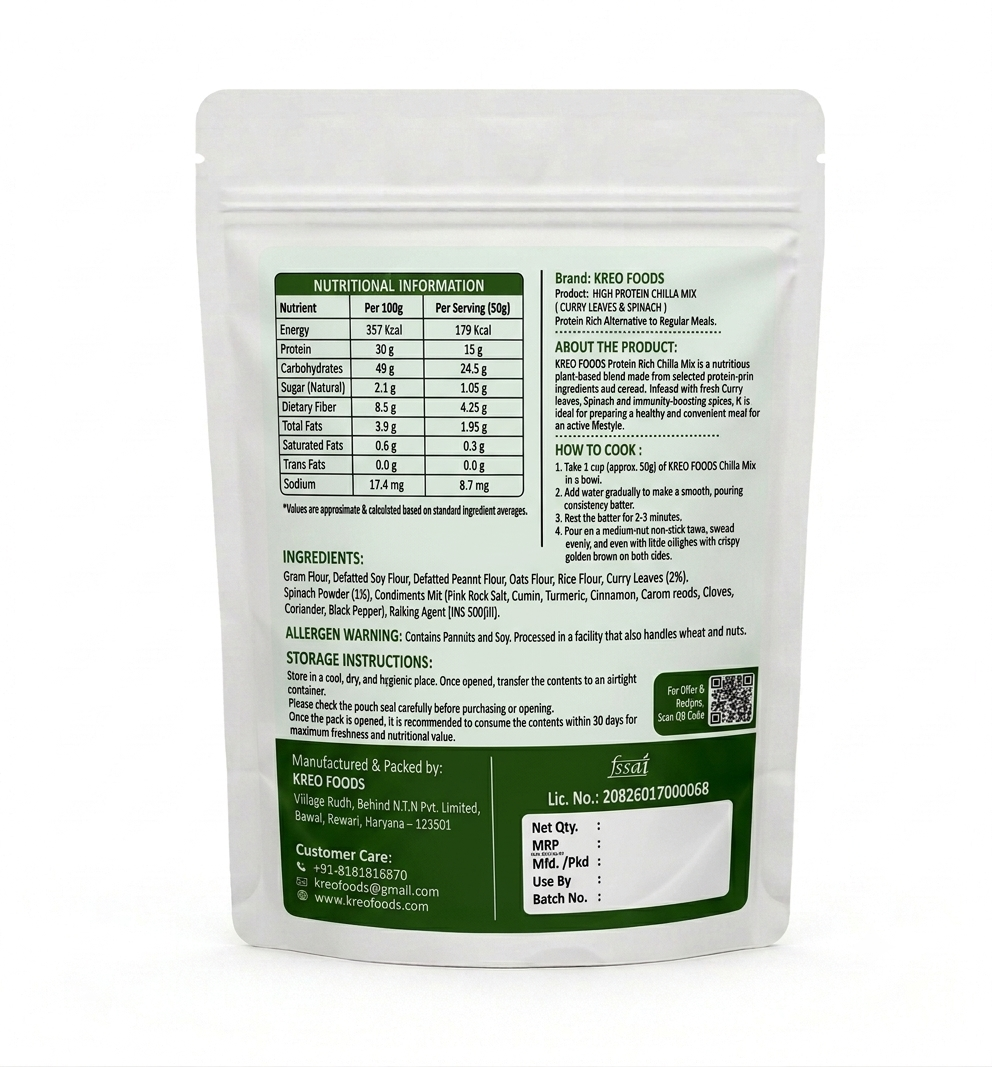 High Protein Chilla Mix Curry Leaves & Spinach | 1kg - Image 3