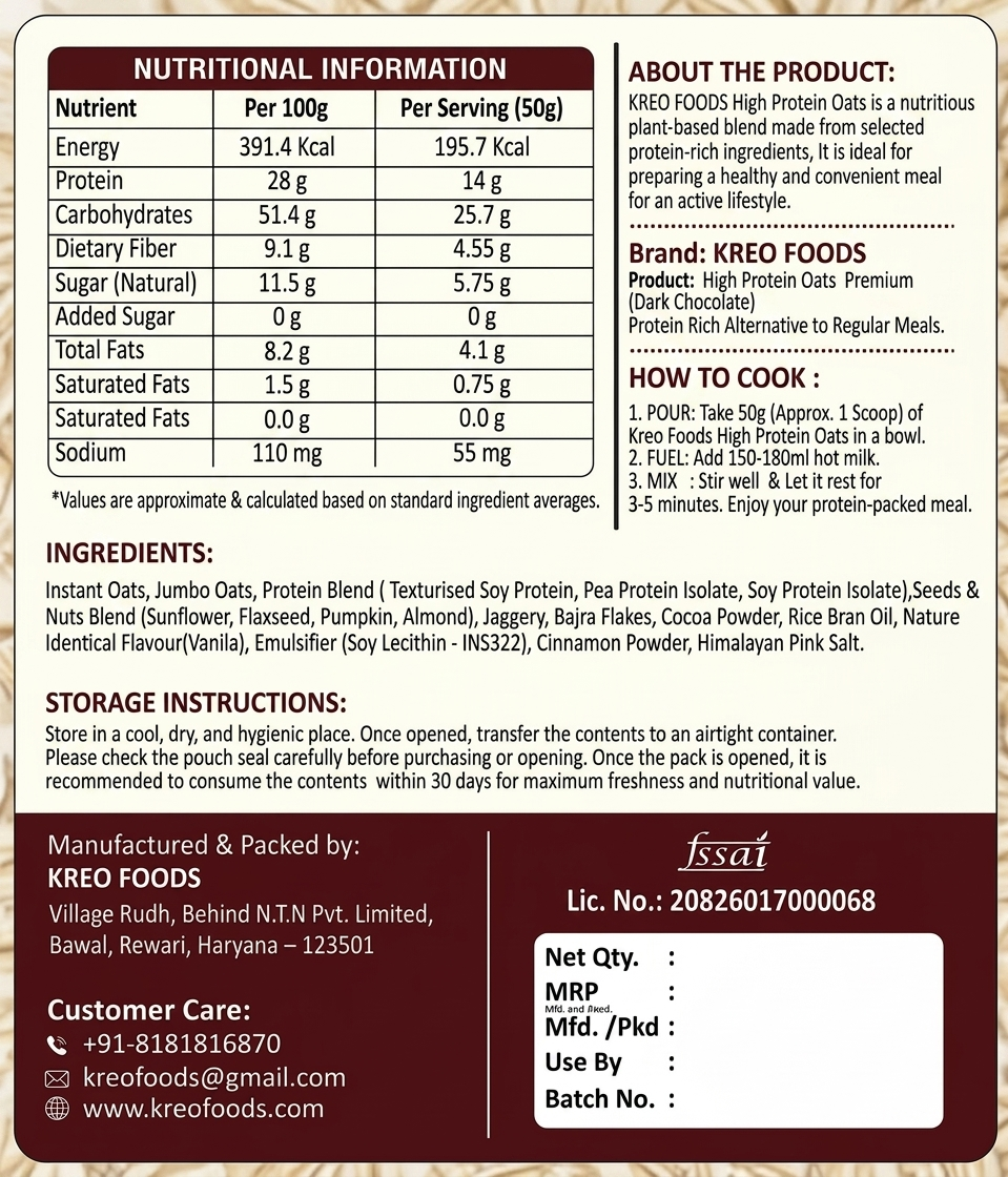 High Protein Dark Chocolate Oats with Dry Fruits and Seeds | 1kg - Image 6